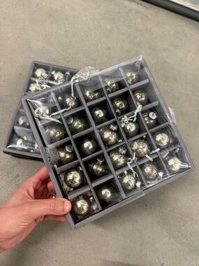 West Elm Silver 1in Christmas Tree Ornaments